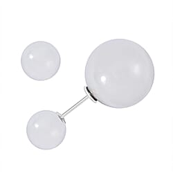 White Jade Earring in Rhodium Overlay Sterling Silver