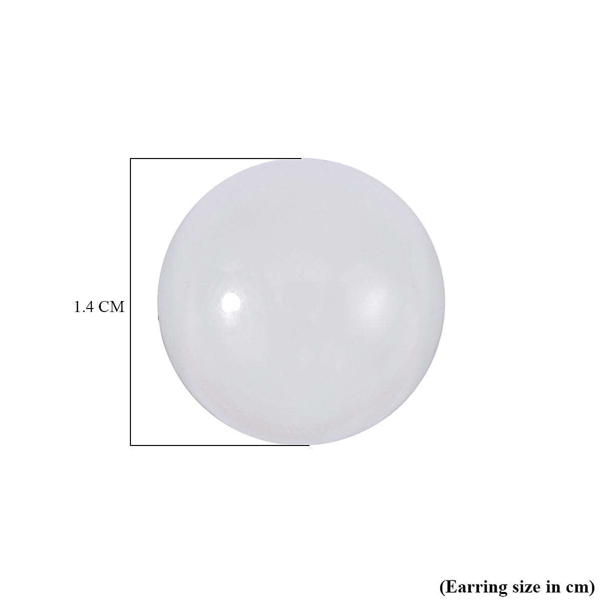 White Jade Ball Stud Earrings in Rhodium Overlay Sterling Silver