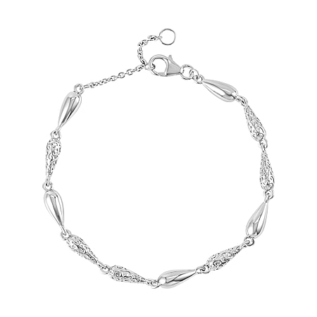 Lucy Q Air Drip Collection - Rhodium Overlay Sterling Silver Bracelet (Size - 7+1 Inch Ext.), Silver Wt. 13.00 Gms