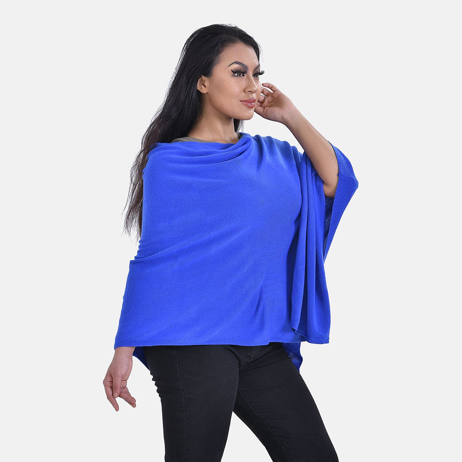 Tamsy Knitted Cape Irregular Cut (One Size) - Lavender