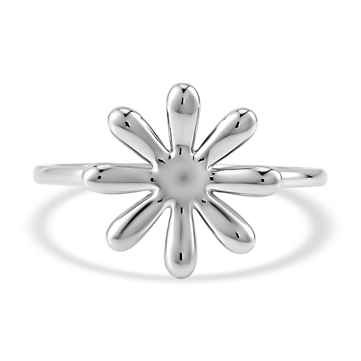 LucyQ Drip Collection - Rhodium Overlay Sterling Silver Floral Ring