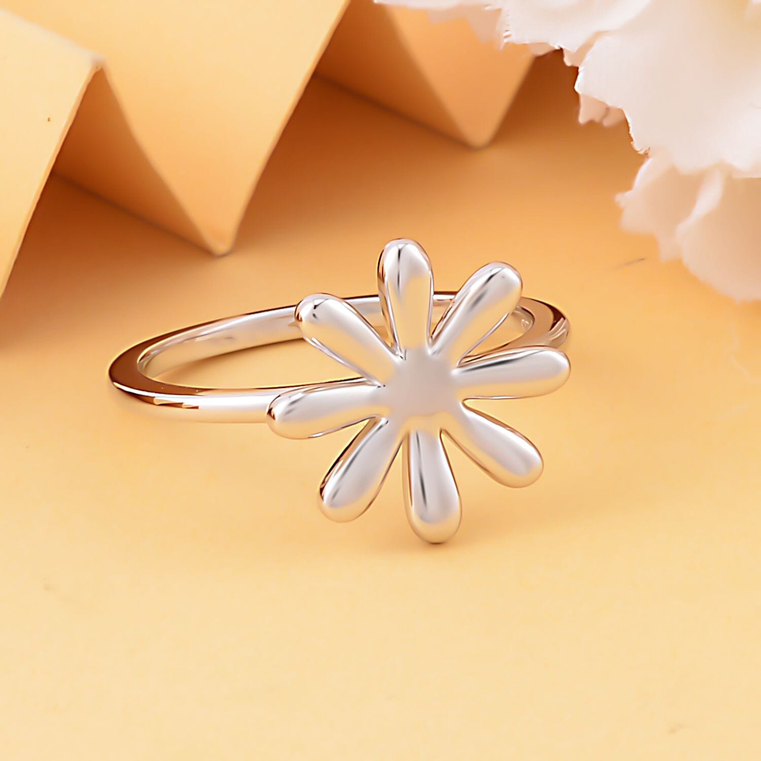 LucyQ Drip Collection - Rhodium Overlay Sterling Silver Floral Ring