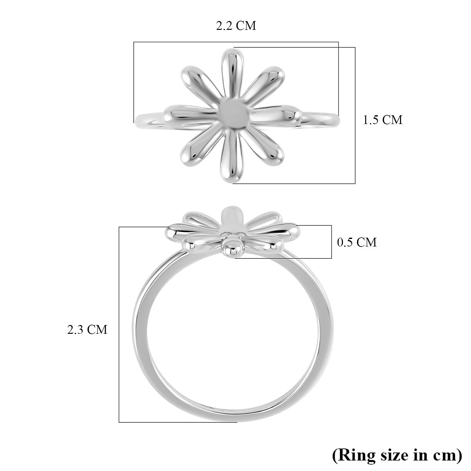 LucyQ Drip Collection - Rhodium Overlay Sterling Silver Floral Ring