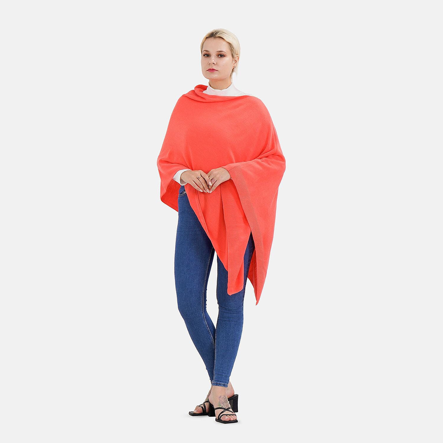 TAMSY Super Soft Knitted Poncho (One Size) - Orange