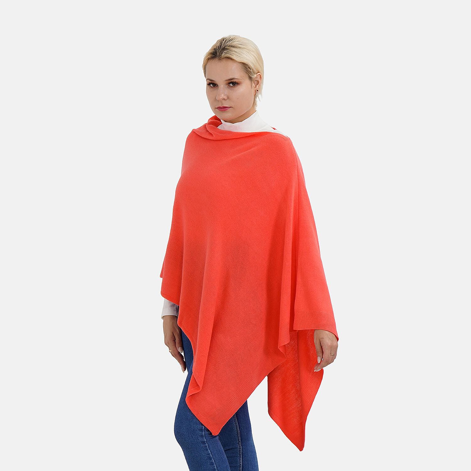 TAMSY Super Soft Knitted Poncho (One Size) - Orange