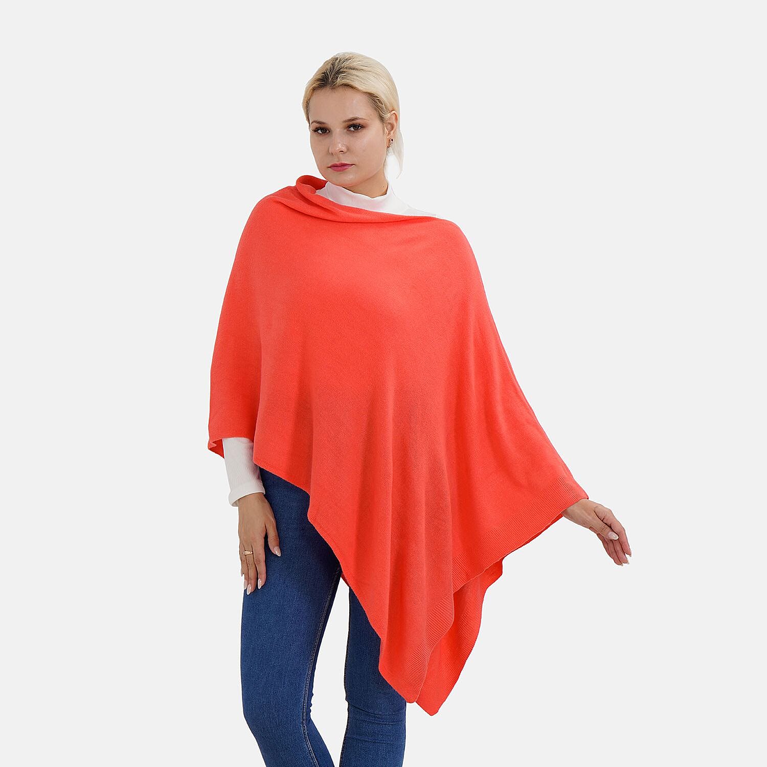 TAMSY Super Soft Knitted Poncho (One Size) - Orange