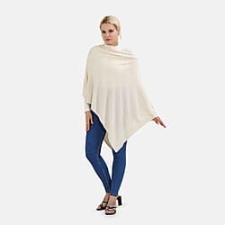 Tamsy Acrylic Patterned Poncho - Beige