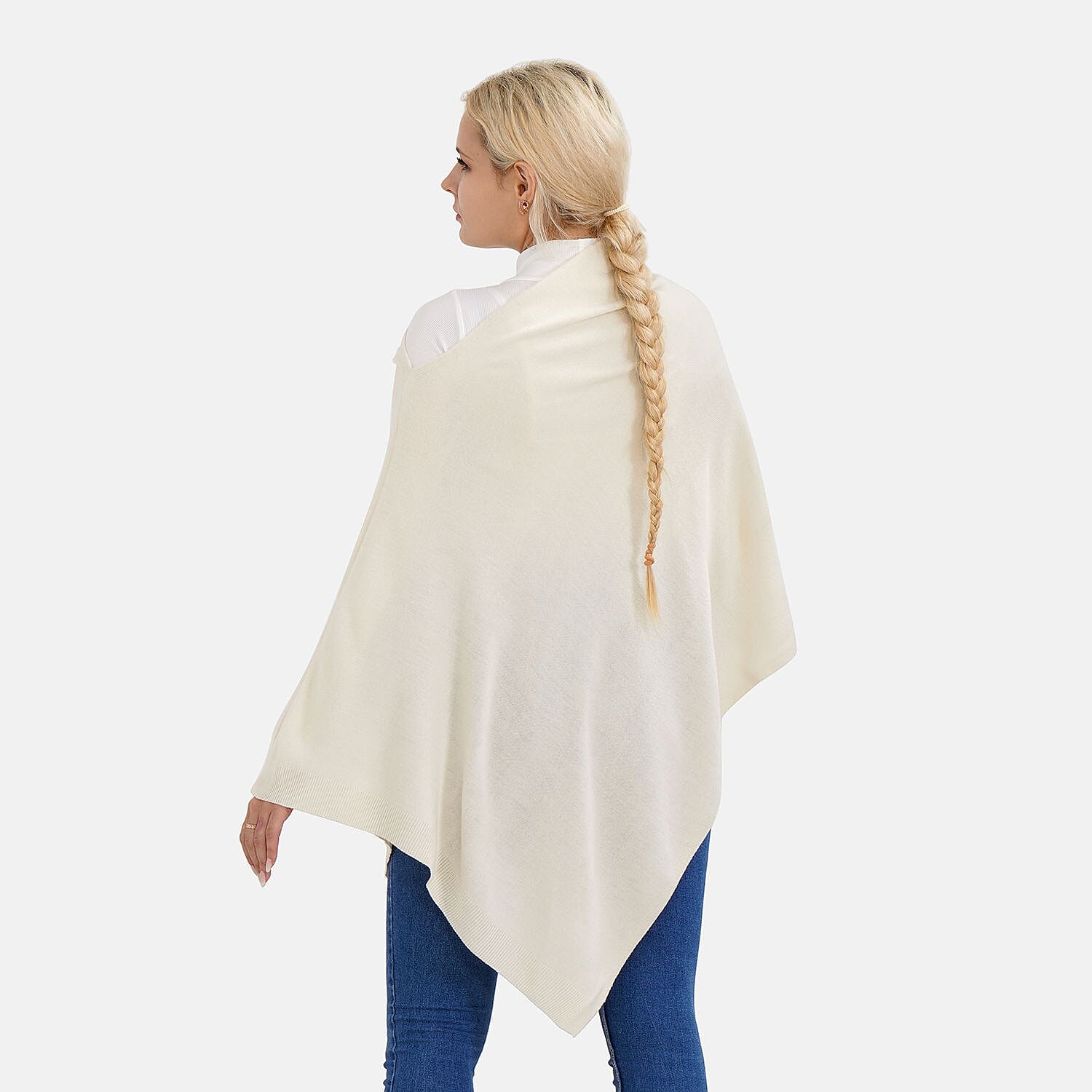 TAMSY Super Soft Knitted Poncho (One Size) - Beige