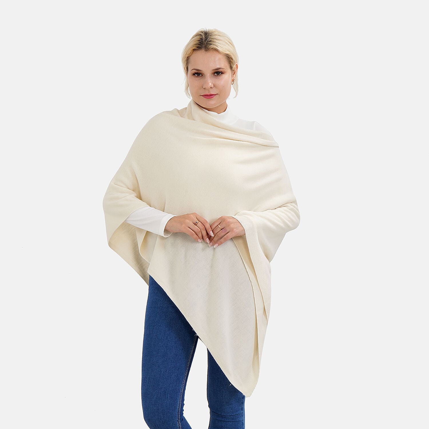 TAMSY Super Soft Knitted Poncho (One Size) - Beige