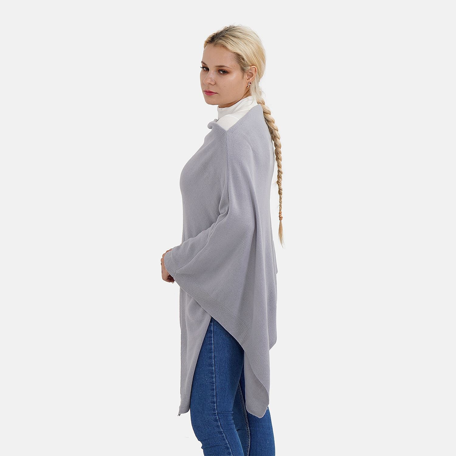 TAMSY Super Soft knitted Poncho (One Size) - Grey