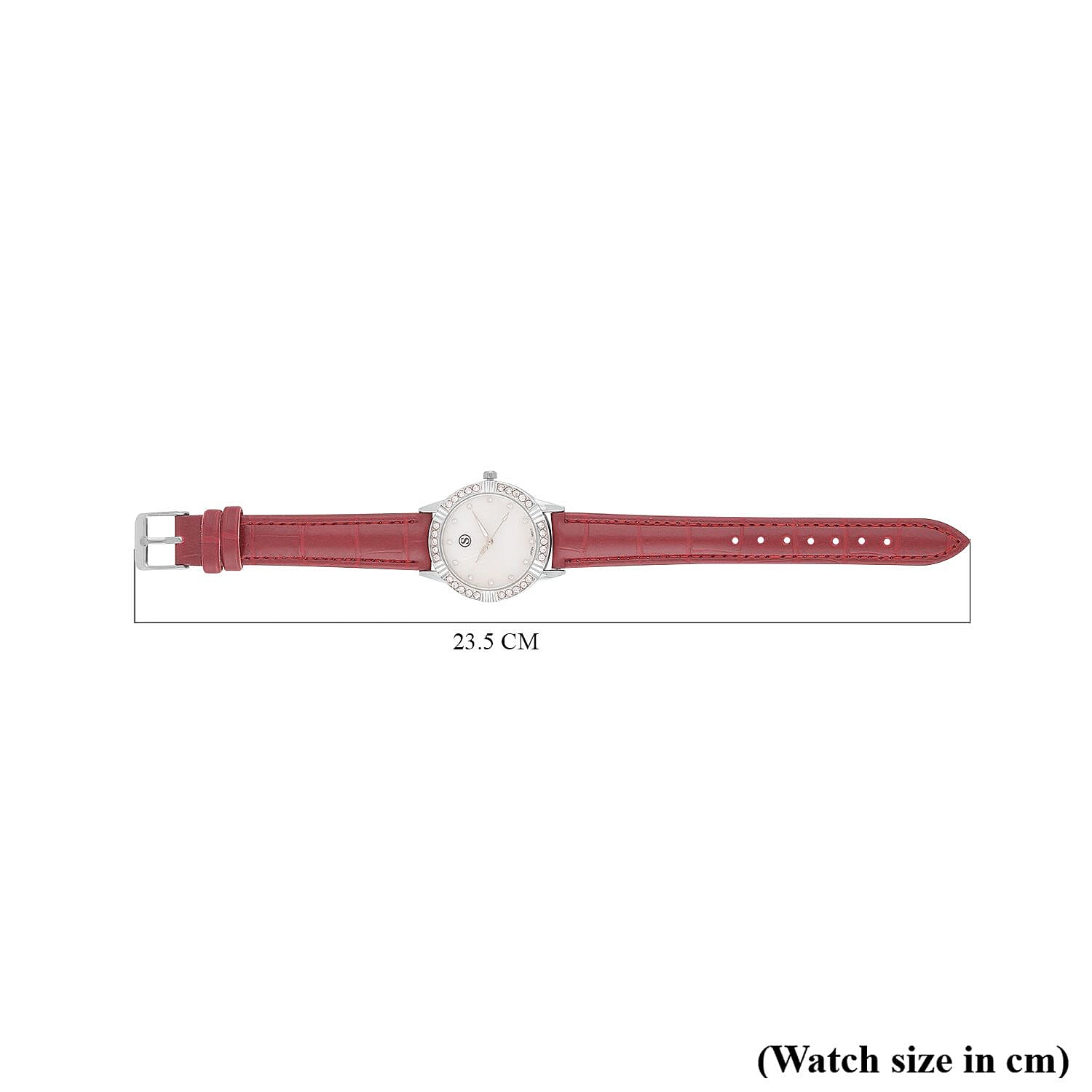 STRADA Japanese Movement Crystal Studed Water Resistant Stainless Steel Watch with Red Strap