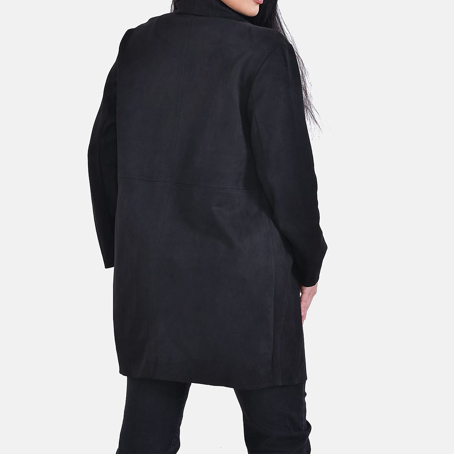 Tamsy Suedette Knitted Duster Coat (Size S) - Black