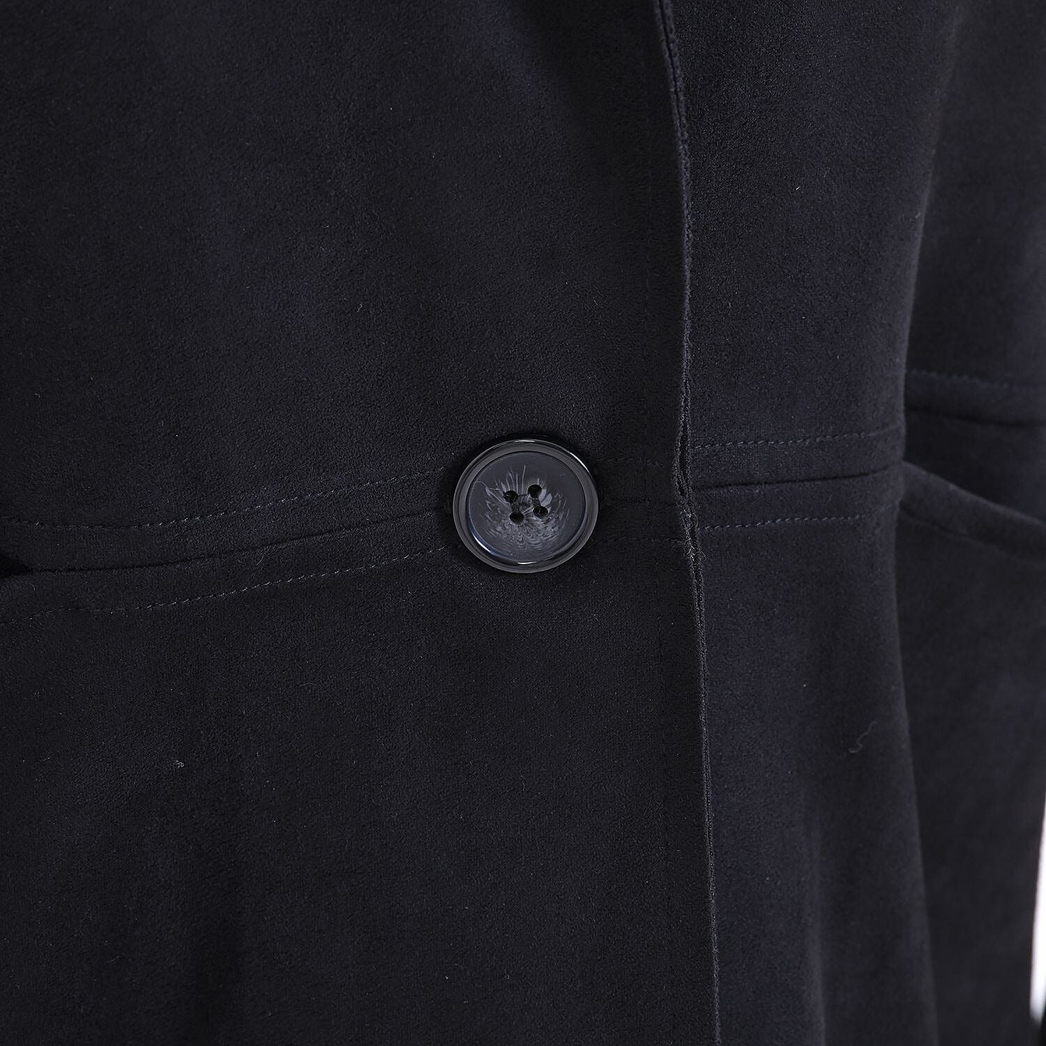 Tamsy Suedette Knitted Duster Coat (Size S) - Black