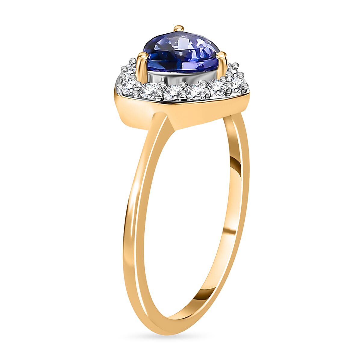 9K Yellow Gold Tanzanite and Moissanite Ring