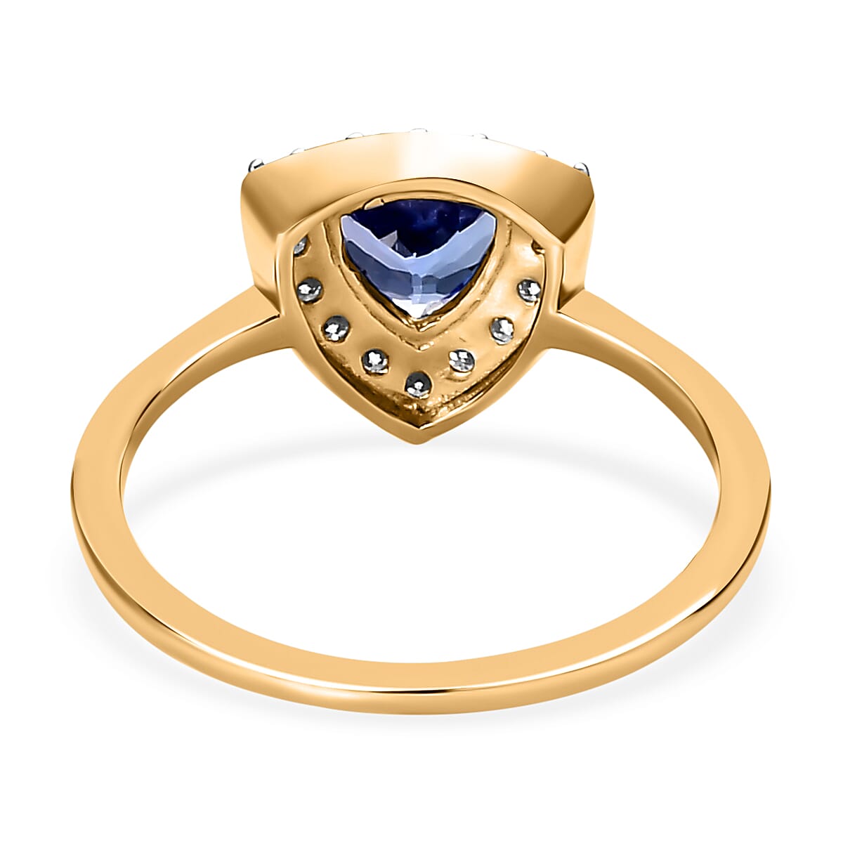 9K Yellow Gold Tanzanite and Moissanite Ring