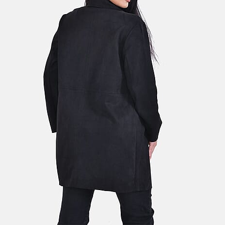 TAMSY Suedette Duster Coat (Size L - 16-18 ) - Black -  CB 35.5in