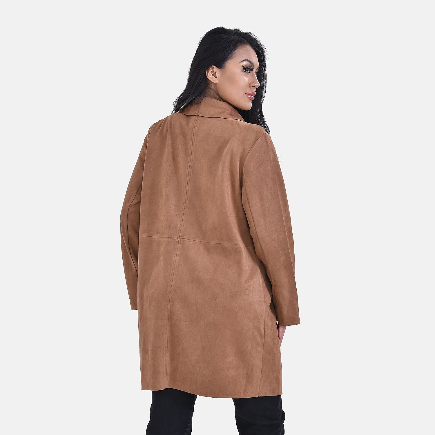 Tamsy Suedette Knitted Duster Coat (Size S) - Black