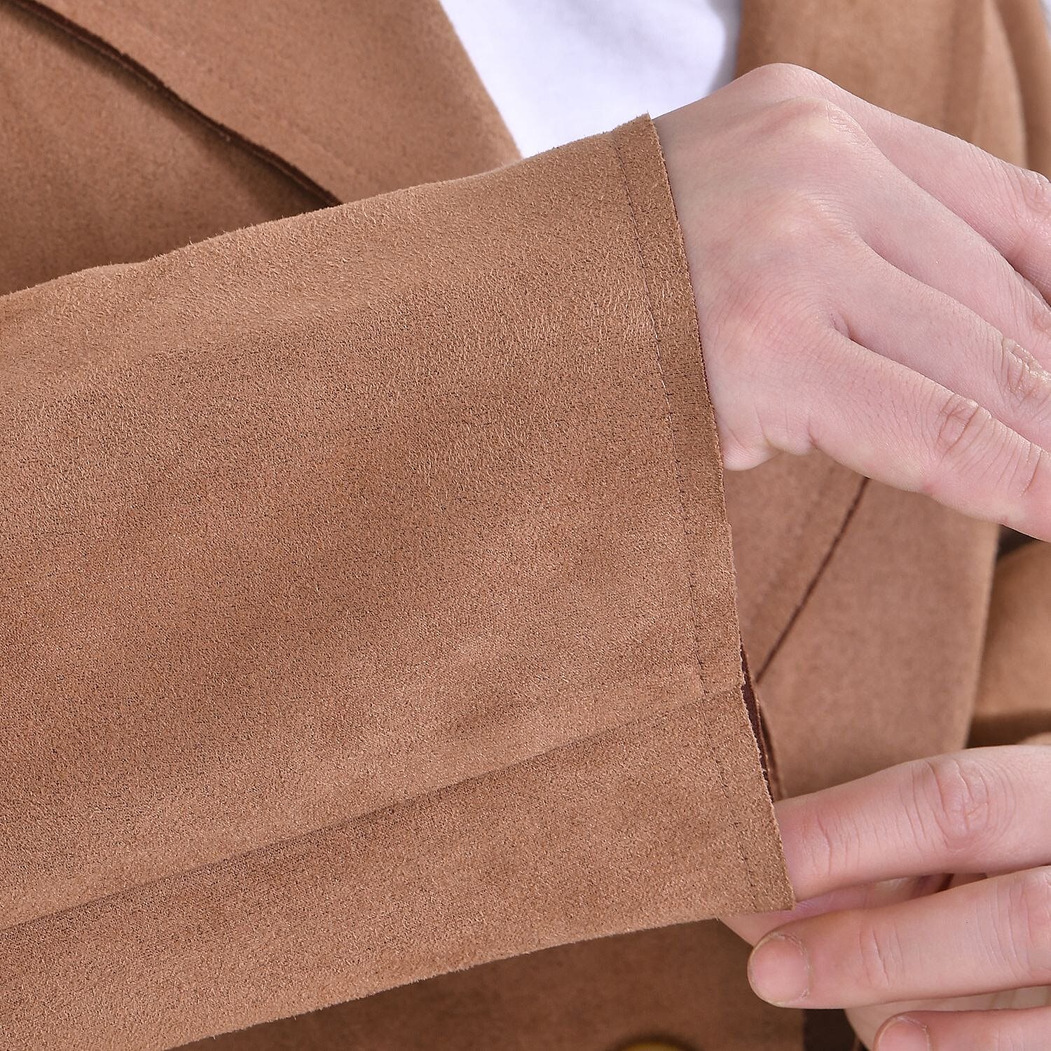 Tamsy Suedette Knitted Duster Coat (Size S) - Black