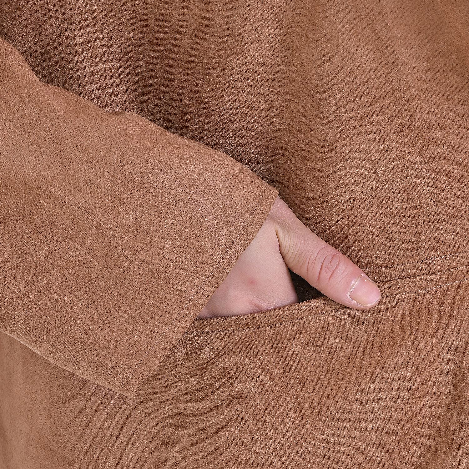 Tamsy Suedette Knitted Duster Coat (Size S) - Black