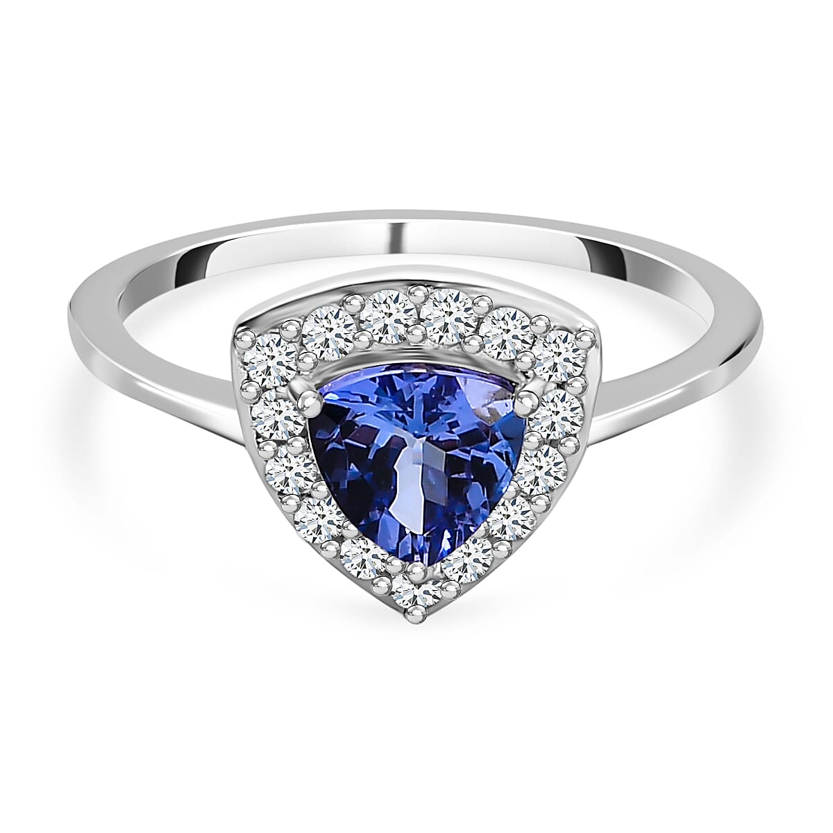 9K White Gold Tanzanite and Moissanite Ring