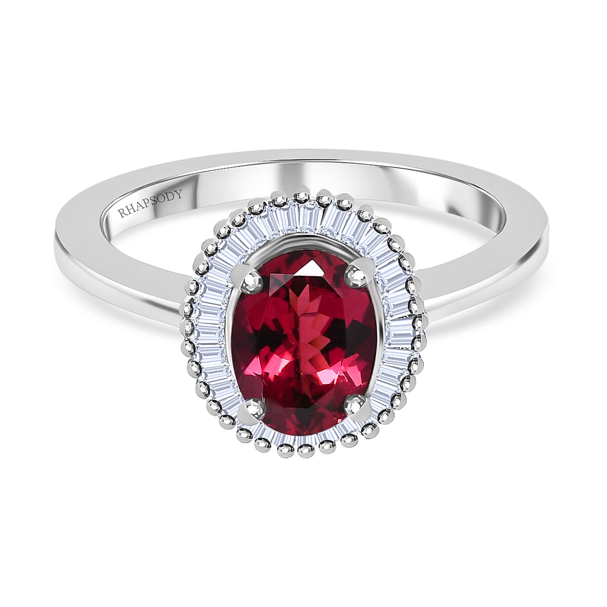950 Platinum AAAA Rubellite and Diamond (VS-E-F) Ring 1.65 Ct,  Platinum Wt. 4.88 Gms