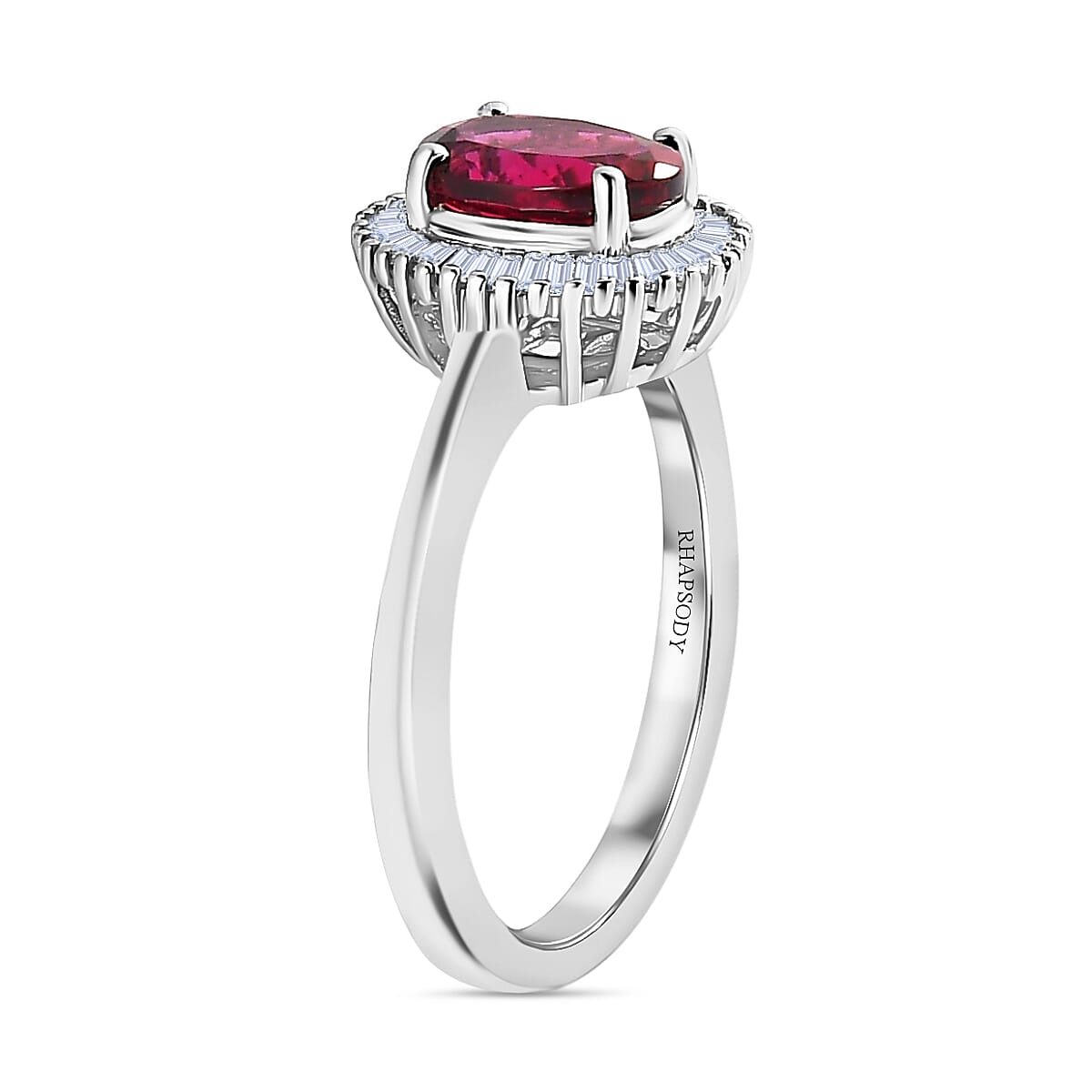 950 Platinum AAAA Rubellite and Diamond (VS-E-F) Ring 1.65 Ct,  Platinum Wt. 4.88 Gms