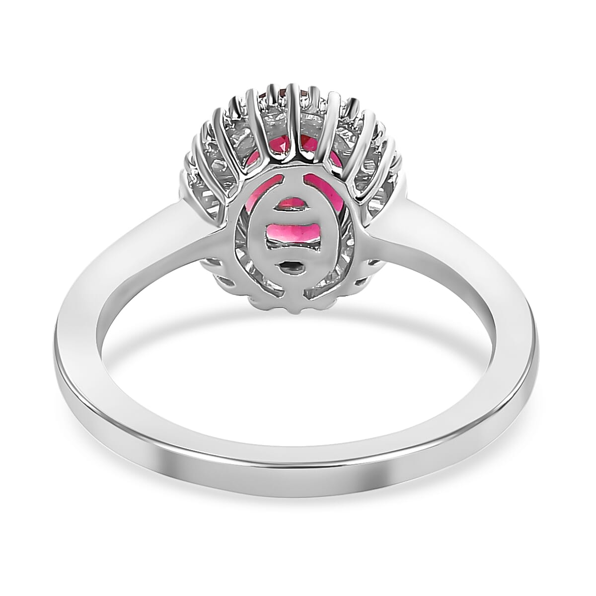 950 Platinum AAAA Rubellite and Diamond (VS-E-F) Ring 1.65 Ct,  Platinum Wt. 4.88 Gms