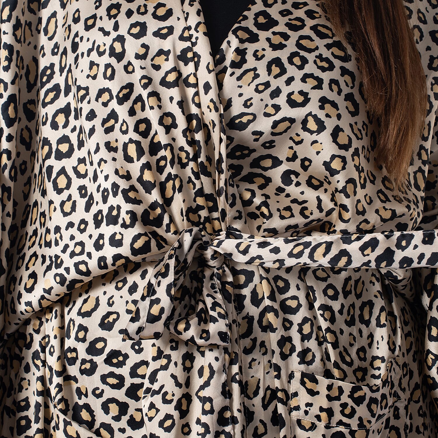 Robe with Eye Mask & Scrunchy (One Size) - Beige