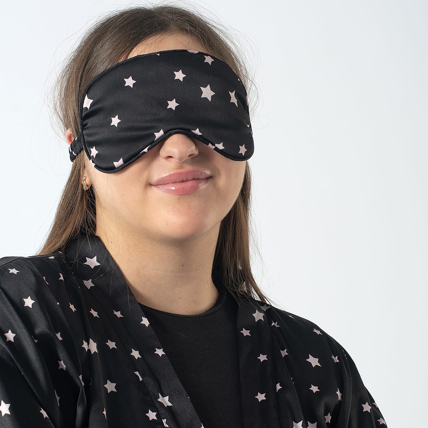 Robe with Eye Mask & Scrunchy (One Size) - Beige