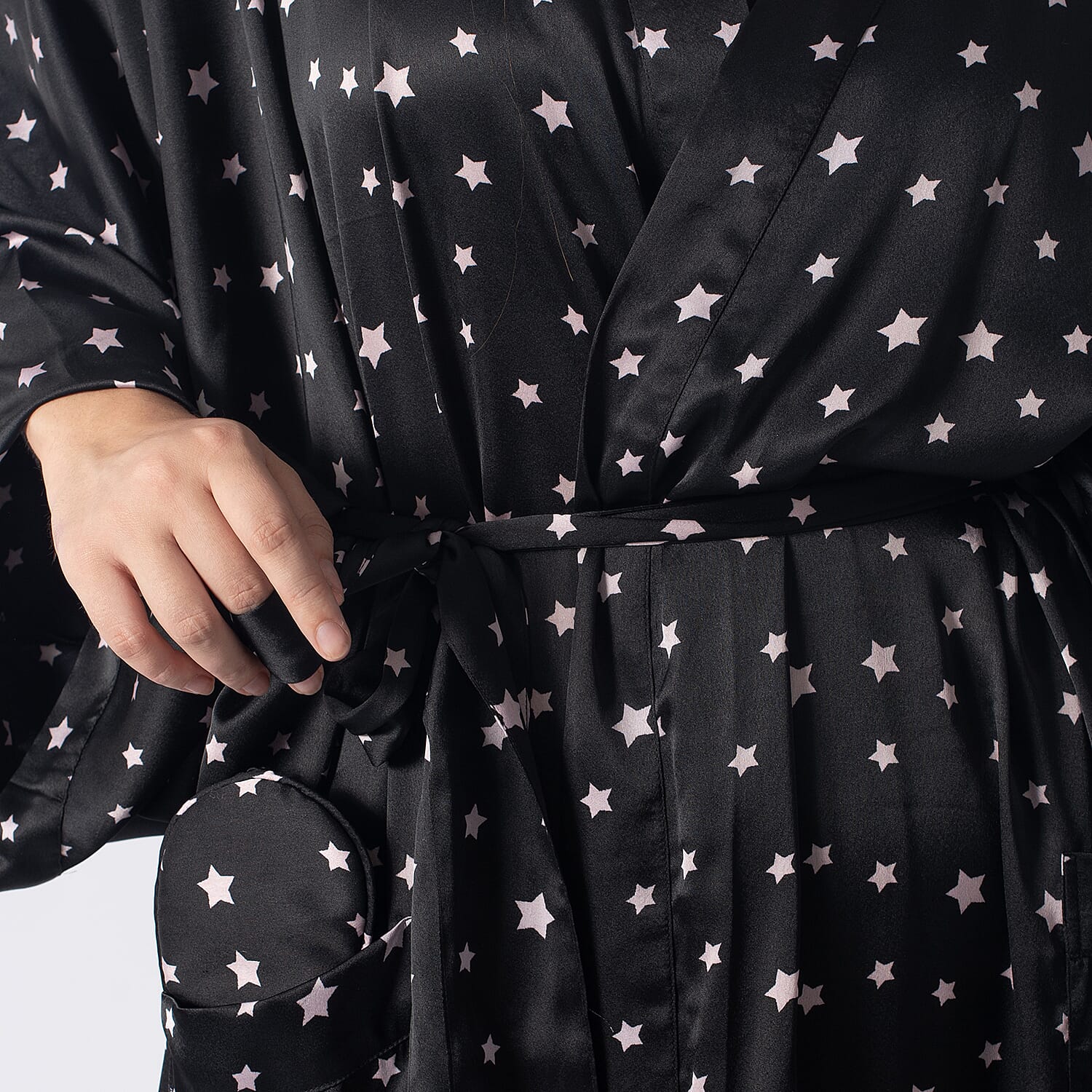 Robe with Eye Mask & Scrunchy (One Size) - Beige