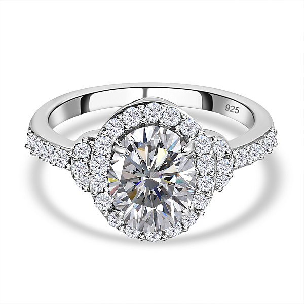 Moissanite Ring in Platinum Overlay Sterling Silver 2.27 Ct. - 7557937 ...