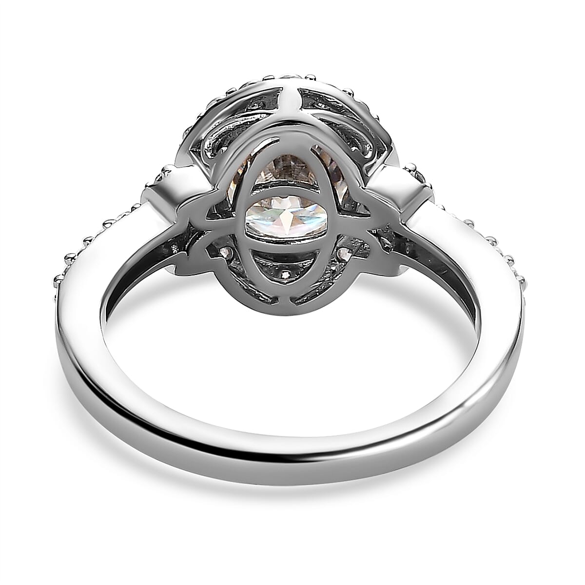 Moissanite Ring in Platinum Overlay Sterling Silver 2.27 Ct.