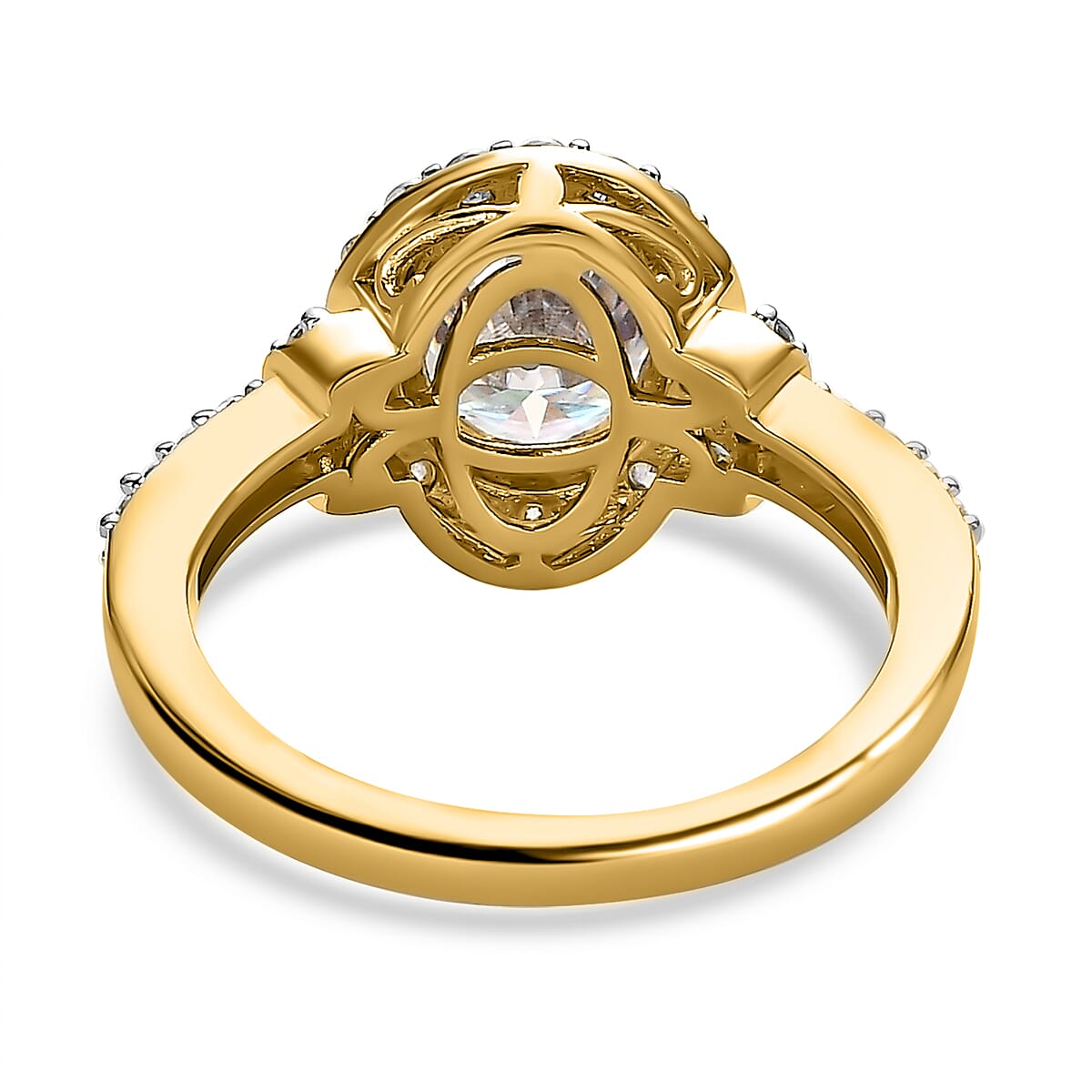Moissanite Ring in 18K Vermeil Yellow Gold Plated Sterling Silver 2.27 Ct.