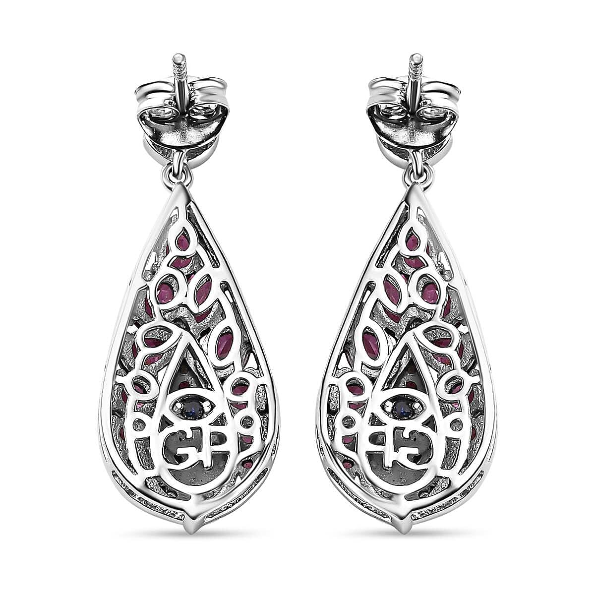 GP- Leaf Collection - Rhodolite Garnet and Multi Gemstone Earrings in 18K Yellow Gold Vermeil & Platinum Plated Sterling Silver 4.12 Ct