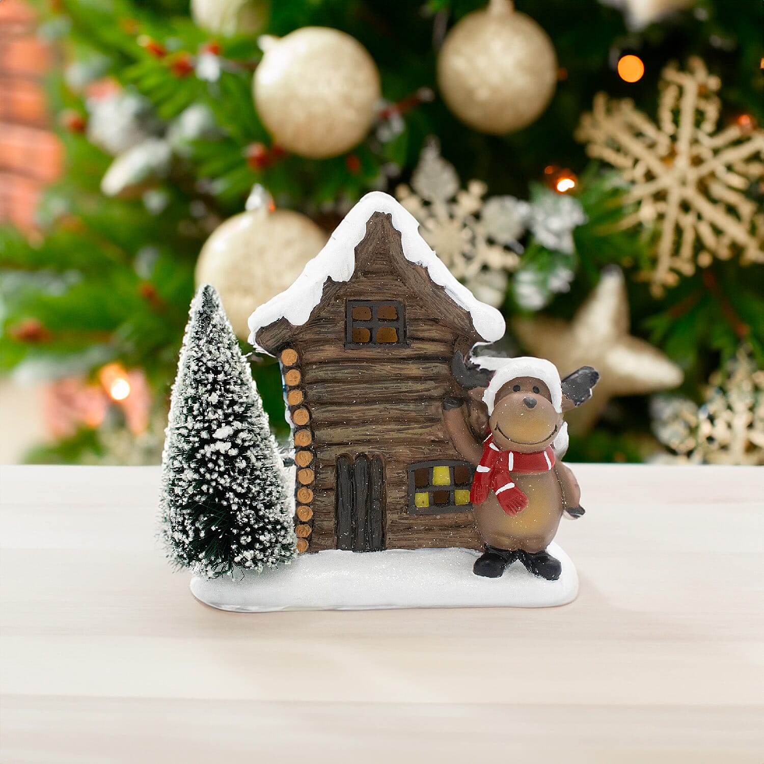 LED Light Up Elk and House Christmas Decoration