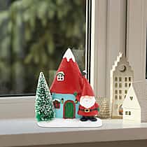 LED Light Up Santa Claus and Xmas House Decoration - Red