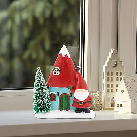LED Light Up Santa Claus and Xmas House Decoration (Size 16x14x7 cm) - Red