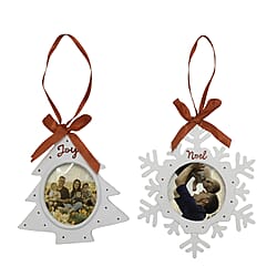 Set of 2 Hanging Photo Frame Christmas Decor (Size 11x9 cm) - Star &amp; Circle