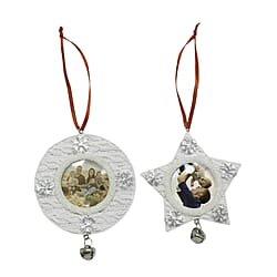 Set of 2 Hanging Photo Frame Christmas Decor (Size 11x9 cm) - Star &amp; Circle