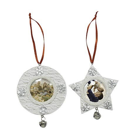 Set of 2 Hanging Photo Frame Christmas Decor (Size 11x9 cm) - Star - Circle