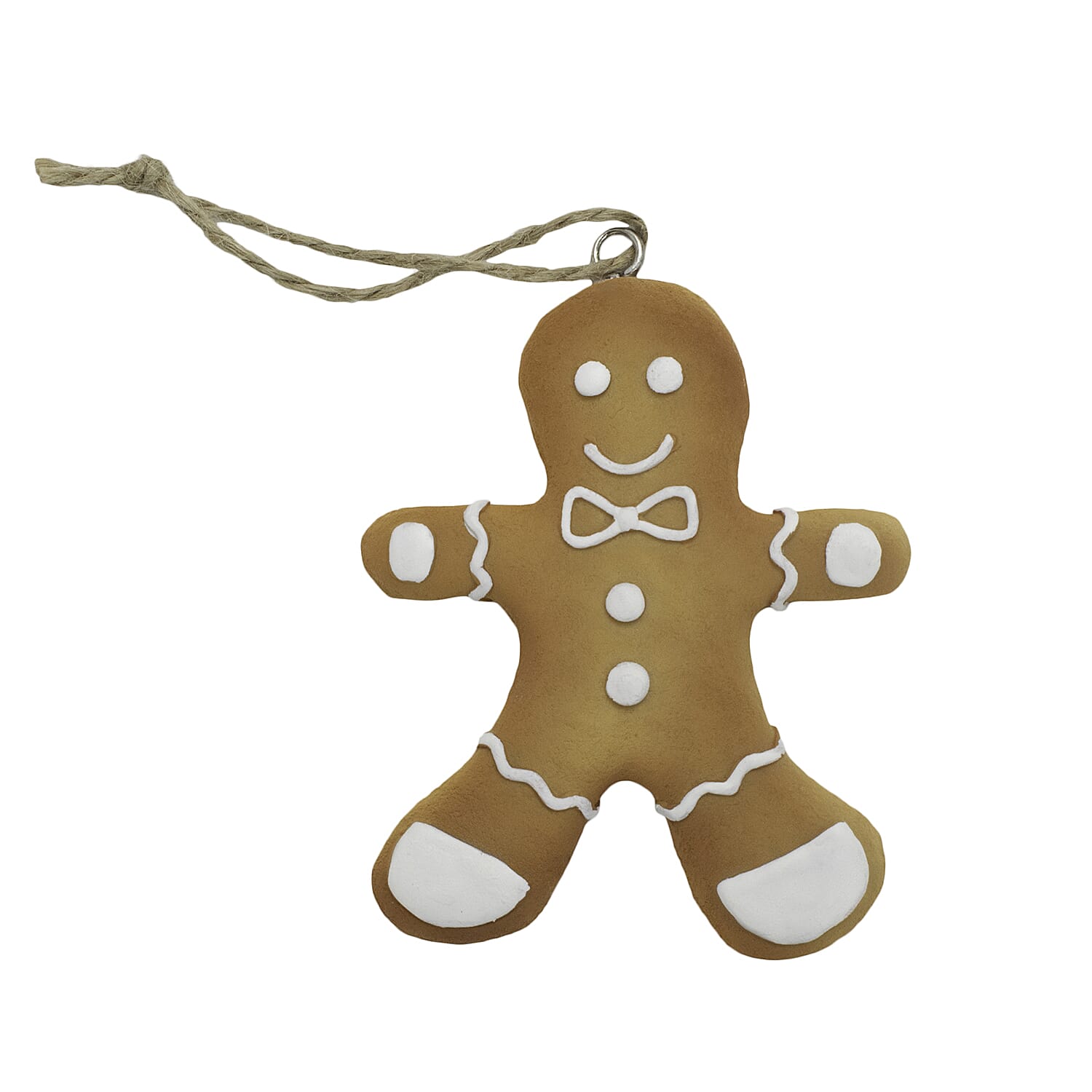 Set of 3-Hanging Gingerbread Christmas Tree Decor Family Ornaments - Gold