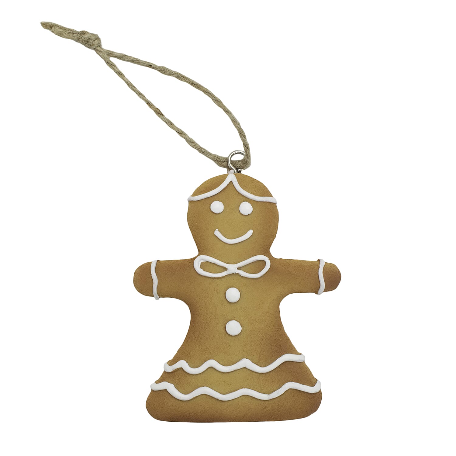 Set of 3-Hanging Gingerbread Christmas Tree Decor Family Ornaments - Gold