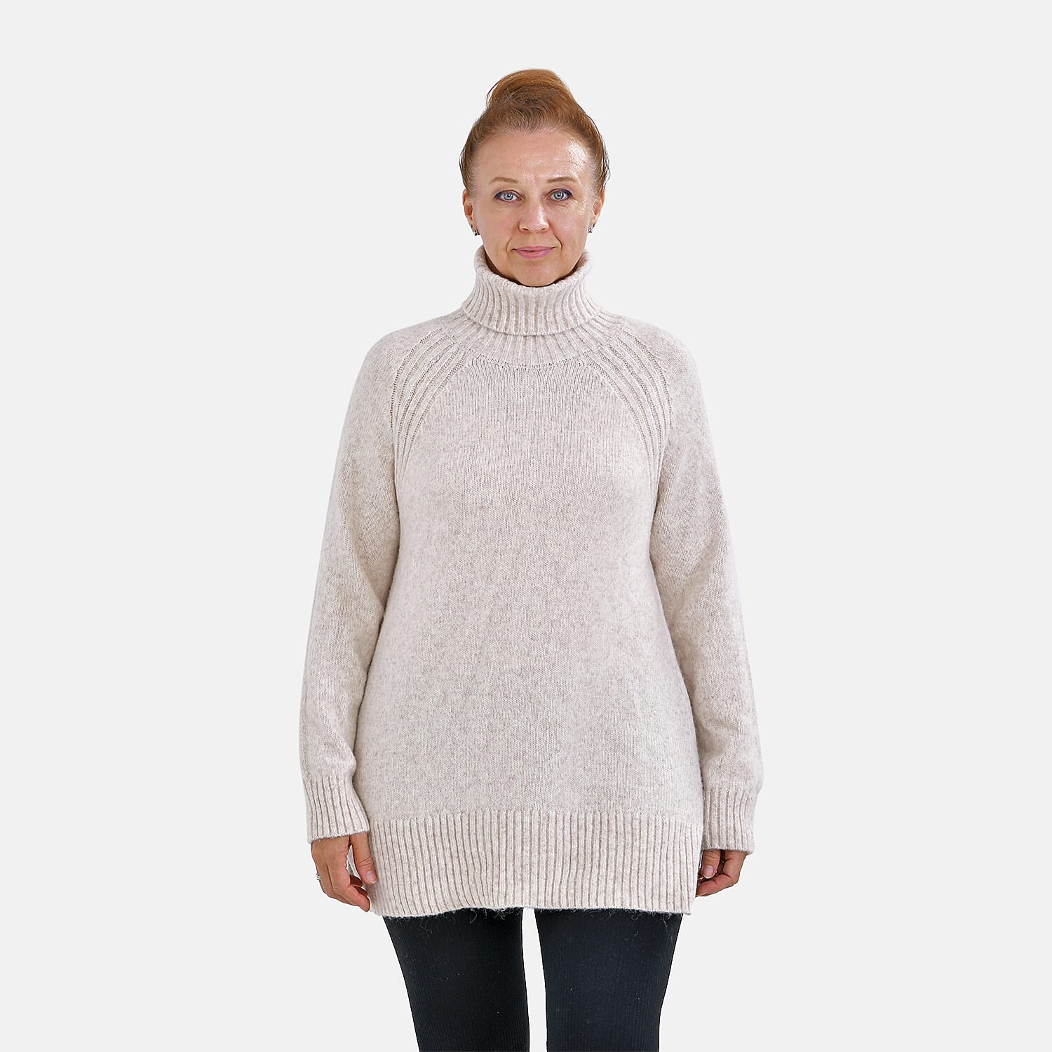 Roll Neck Jumper (Size-L) - Oatmeal