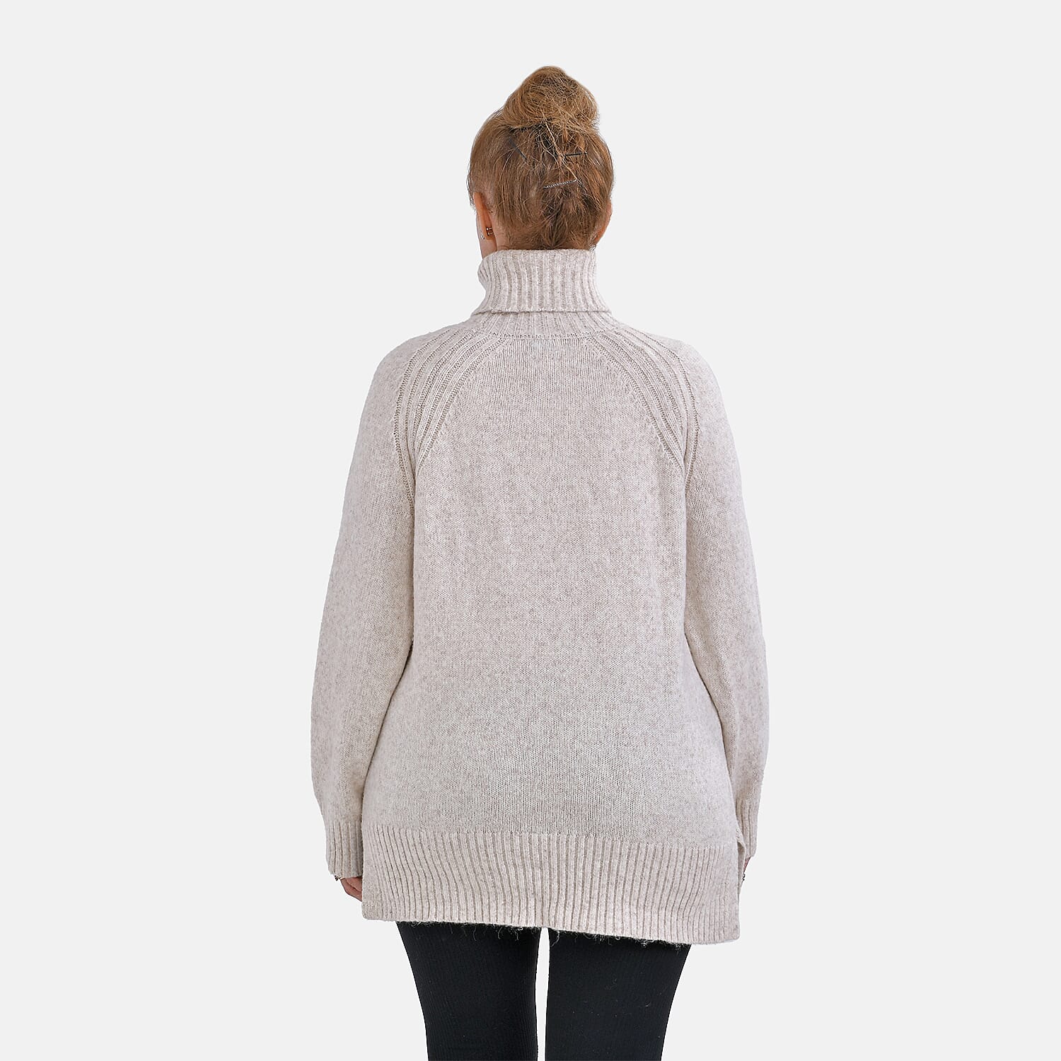 Roll Neck Jumper (Size-L) - Oatmeal