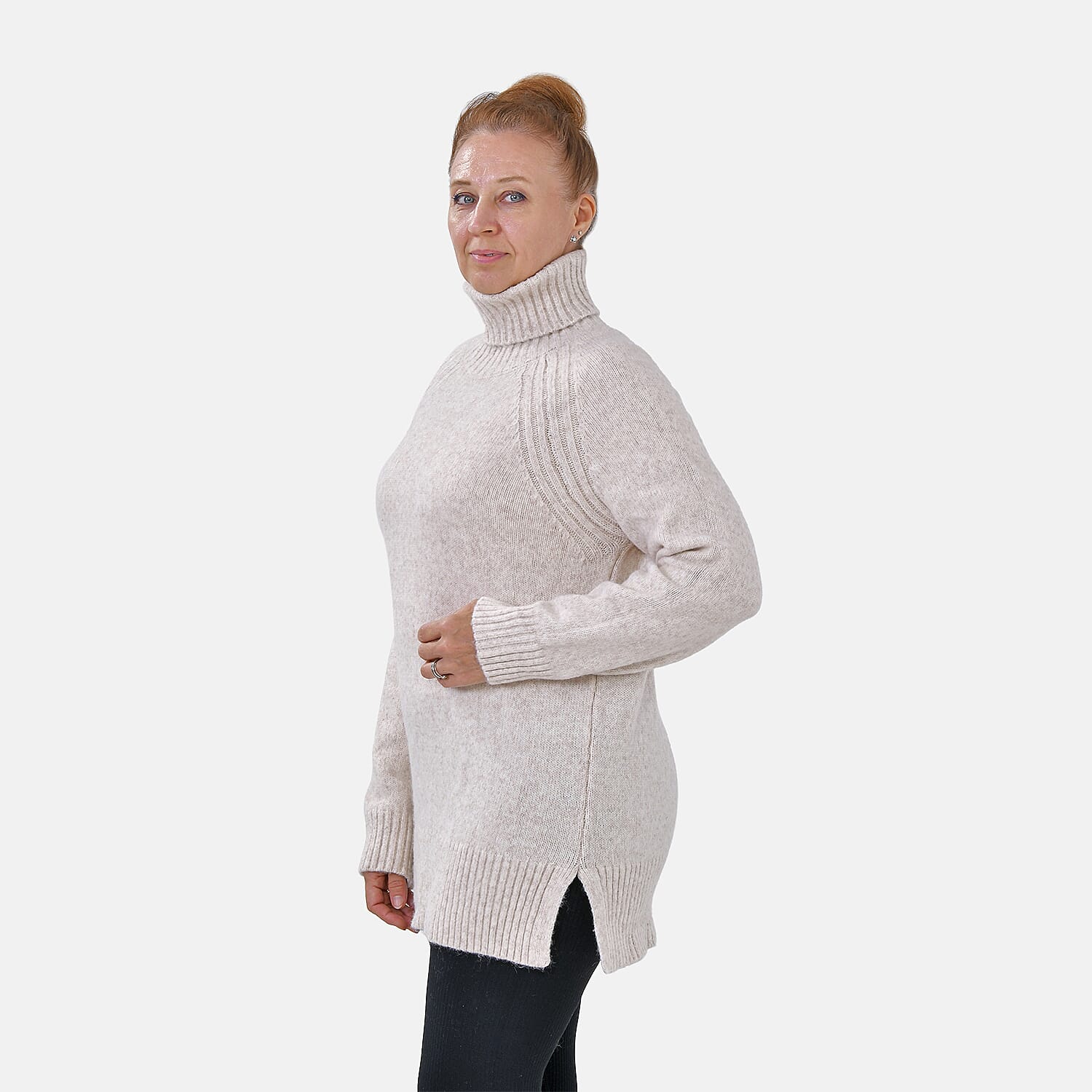 Roll Neck Jumper (Size-L) - Oatmeal