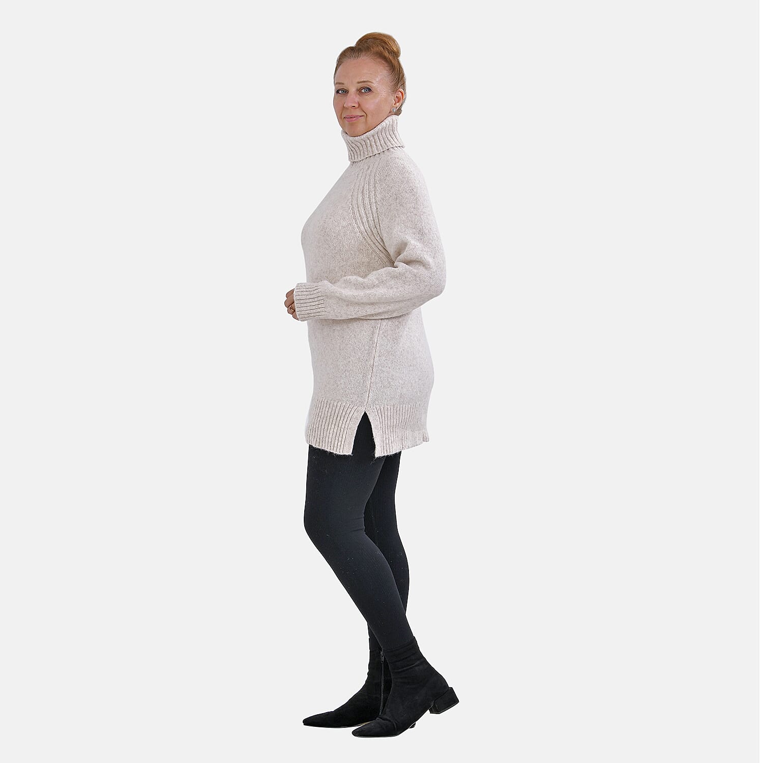 Roll Neck Jumper (Size-L) - Oatmeal