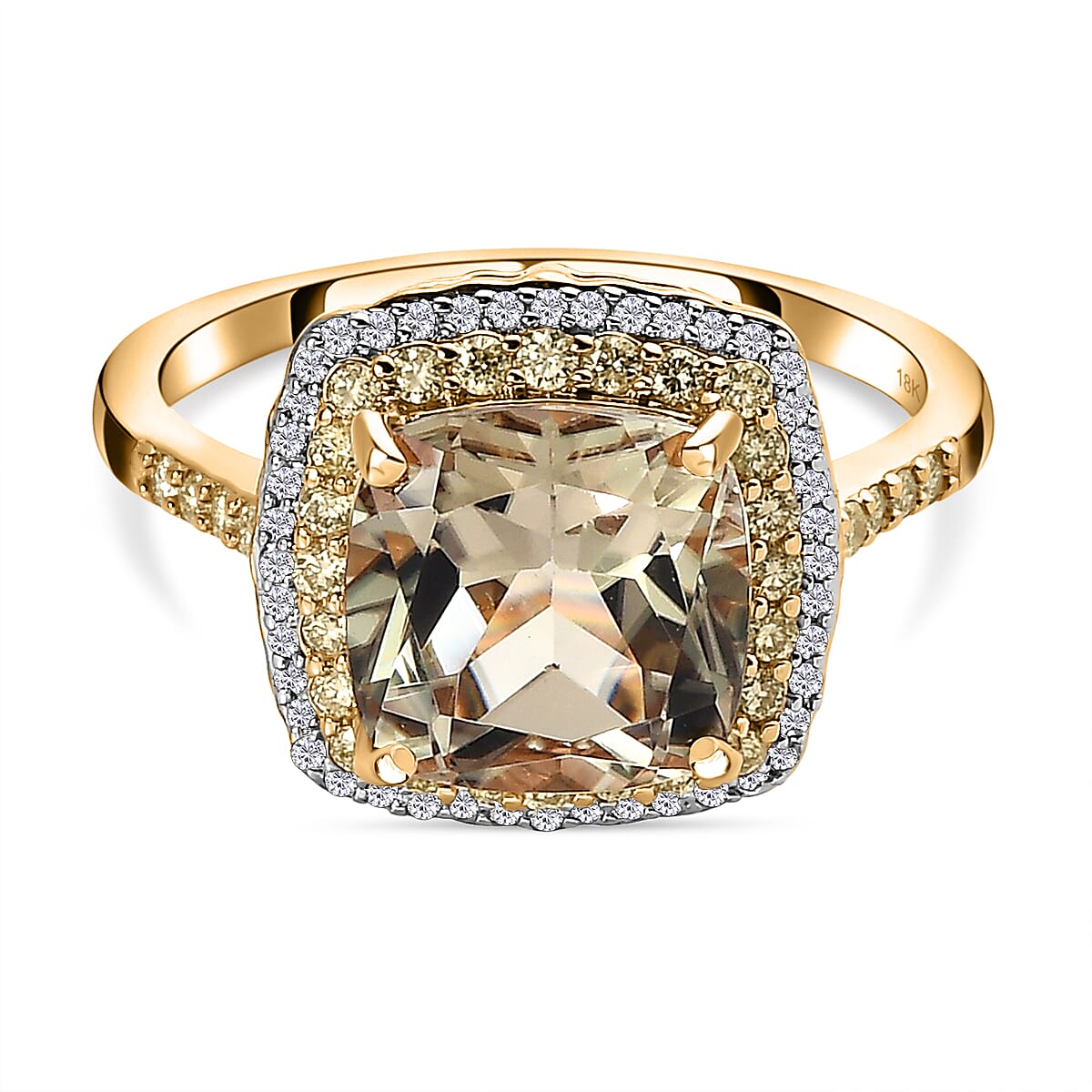 18K Yellow Gold  AAA Turkizite, Natural Yellow Diamond & White Diamond (GH-SI) Ring 4.00 Ct.
