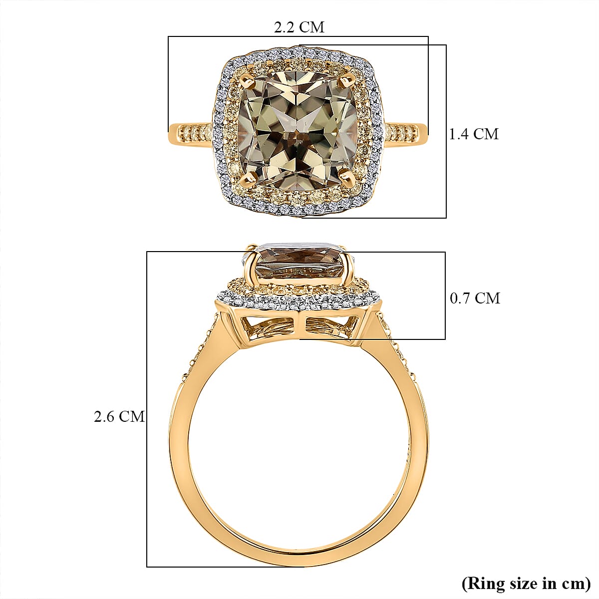 18K Yellow Gold  AAA Turkizite, Natural Yellow Diamond & White Diamond (GH-SI) Ring 4.00 Ct.