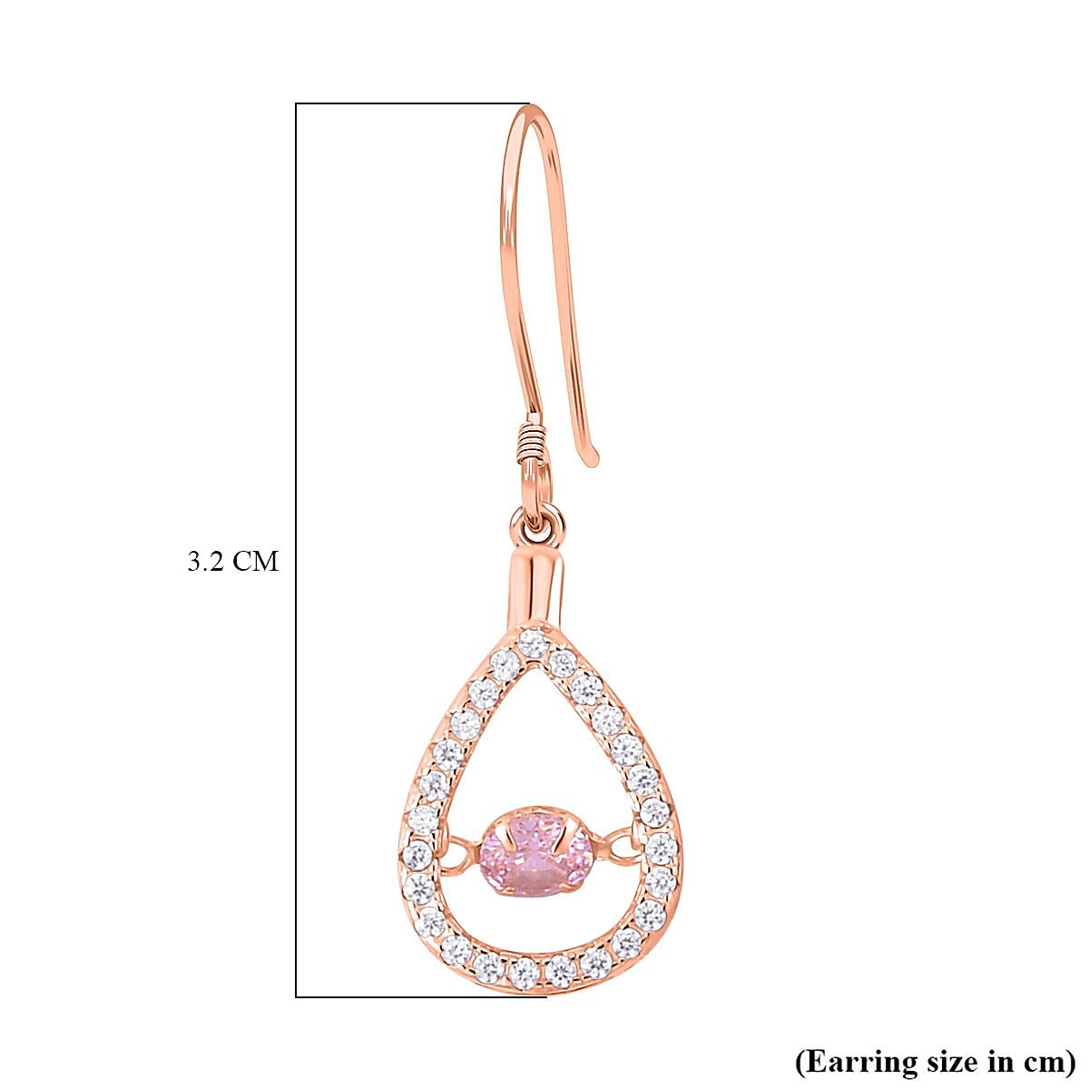 Simulated Pink Sapphire Dangle Earrings in Rose Gold Overlay Sterling Silver 1.37 Ct.