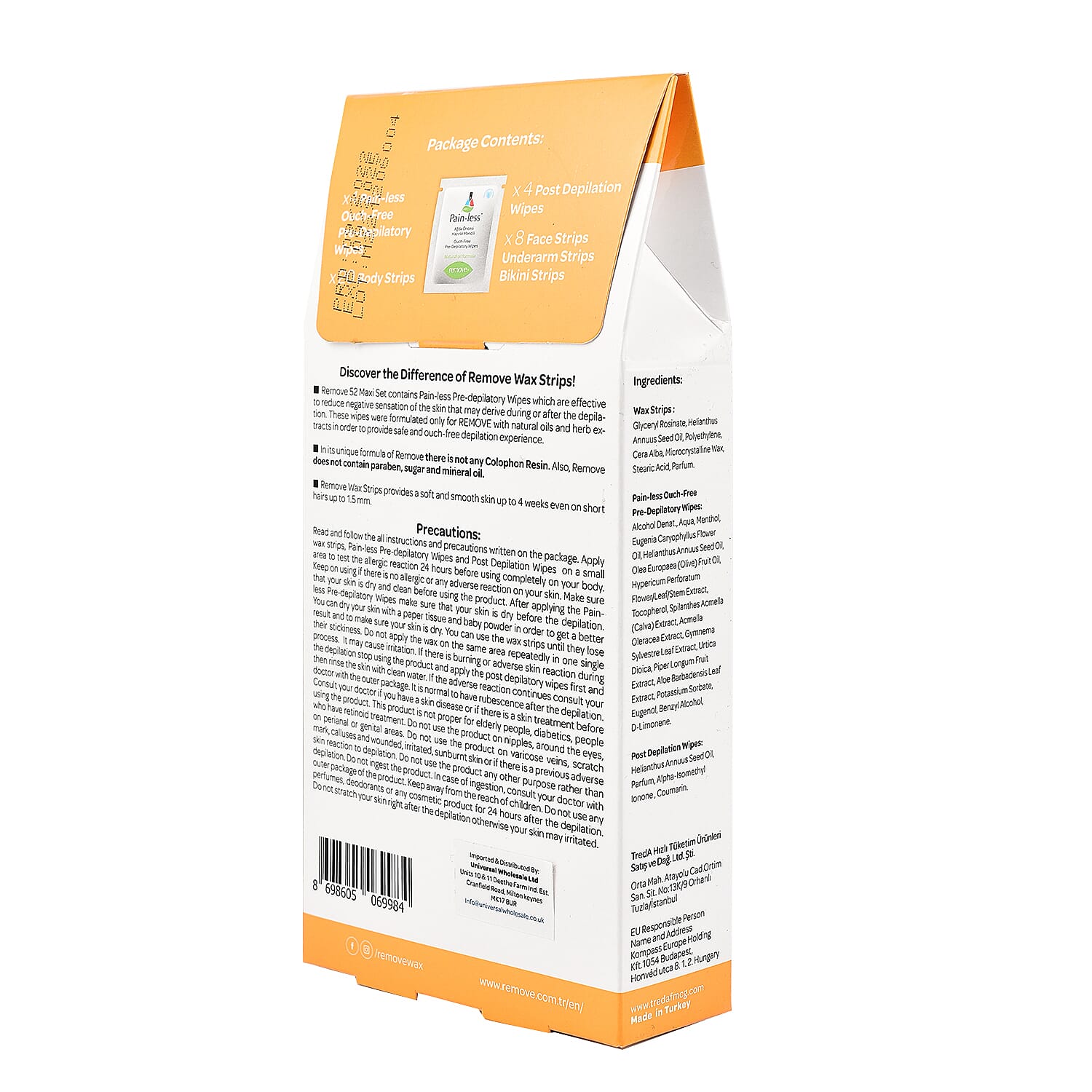 Remove Wax Strips 52pc Maxi Set Normal Hair x 6 (Face, Legs, Arms - Tummy)